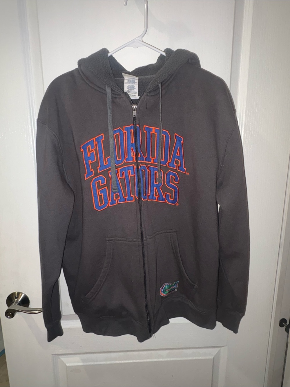Pro Edge Gray Florida Gators Full‑Zip Hoodie Orange & Blue Logo - Large- unisex